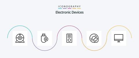 Devices Line 5 Icon Pack Including gadget. devices. computers. connected. hardware vector