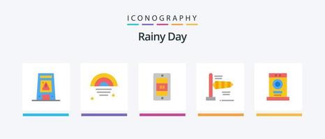 Rainy Flat 5 Icon Pack Including furniture. clothes. weather. windy. air. Creative Icons Design vector