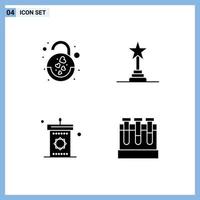 Pictogram Set of 4 Simple Solid Glyphs of heart speaker heart lifetime achievements mosque Editable Vector Design Elements