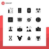 Universal Icon Symbols Group of 16 Modern Solid Glyphs of box configuration technology setting cog Editable Vector Design Elements