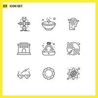 Outline Pack of 9 Universal Symbols of diamond house lamp building mind Editable Vector Design Elements