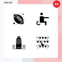 Modern Set of 4 Solid Glyphs and symbols such as american ball water high school people cold Editable Vector Design Elements