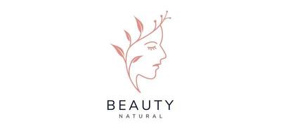 logotipo de belleza con diseño de símbolo de diseño de hoja para cosmética, cuidado de la piel. vector