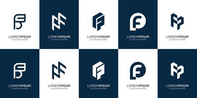 set of abstract initial p combination initial f design template. premium vector