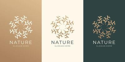 abstract luxury nature floral design.ornament circular logo set with golden color modern inspiration vector