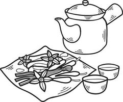 Hand Drawn Chinese herbs Chinese and Japanese food illustration vector