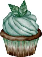 Minze-Aquarell der Cupcake-Illustration png