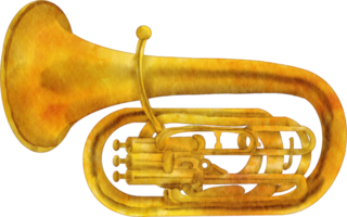 instrumento musical de tuba em aquarela png