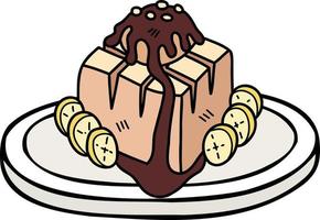 Hand Drawn Honey Toast Topped with Chocolate illustration vector