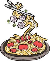 Hand Drawn noodle Chinese and Japanese food illustration vector