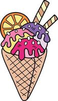 Hand Drawn Ice cream cone with lemon illustration vector