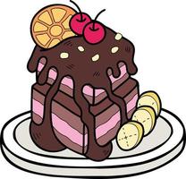 Hand Drawn Chocolate Cake with Lemon illustration vector