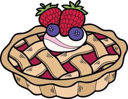 Hand Drawn Strawberry Pie illustration vector