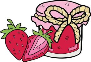 Hand Drawn strawberry jam jar illustration vector