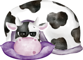 personagem de vaca em aquarela png