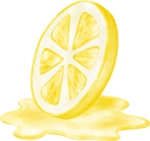 clipart de rodaja de limón acuarela png
