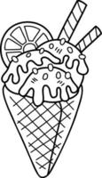 Hand Drawn Ice cream cone with lemon illustration vector