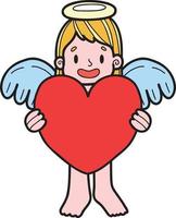 Hand Drawn cupid with heart illustration vector