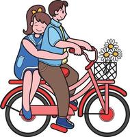 dibujado a mano pareja hombre y mujer montando bicicleta ilustración vector