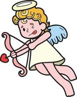 Hand Drawn Cupid is shooting an arrow illustration vector