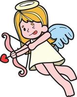 Hand Drawn Cupid is shooting an arrow illustration vector