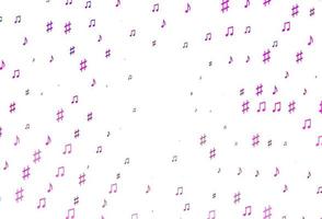 telón de fondo de vector rosa claro con notas musicales.