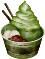 watercolor matcha ice cream png