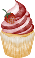 jordgubb muffin vattenfärg png