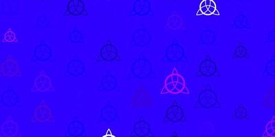 Light Pink, Blue vector background with occult symbols.