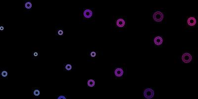 Dark blue, red vector background with covid-19 symbols.