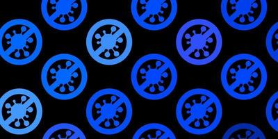 patrón de vector rosa oscuro, azul con elementos de coronavirus.