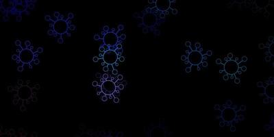 Dark blue, red vector pattern with coronavirus elements.