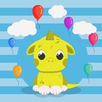 Cute dragon, children's postcard vector