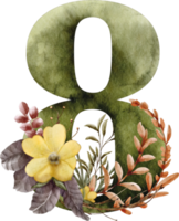 aquarelle numéro huit png