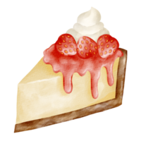 cheesecake de morango aquarela png