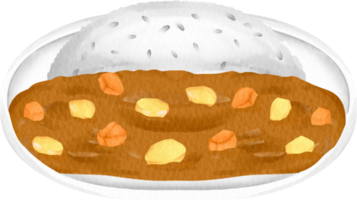 vattenfärg curry ris png