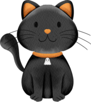 chat noir aquarelle png