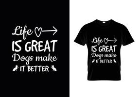 Dog t shirt design. Paw design for dog lovers. Saying - My dog thinks I am great. vector