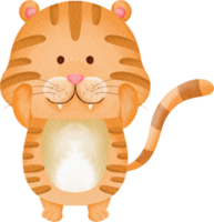 acquerello tigre carino cartone animato png