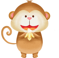 dessin animé mignon singe aquarelle png