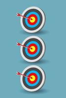 SET of 3ds colorful target, goal, aim object in vector, illustrations. use for the target 3d for archery sports or business marketing goal concepts design vector