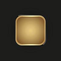 Gold and premium circle button, luxury rectangle banner on black background, a gold button in rectangle gold frame vector illustration design.