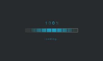 100 percent Futuristic dark blue Progress loading bar. Loading bar process of indicators. vector