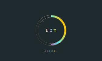 50 percent rainbow loading bar, uploading bar for user interface, colorful Futuristic loading bar. vector