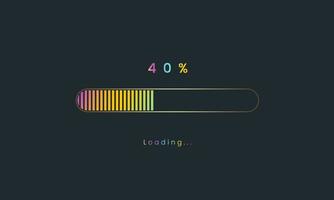 40 percent rainbow downloading bar, loading bar, banner for user interface, colorful Futuristic loading bar design. vector