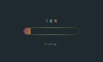 10 percent rainbow downloading bar, loading bar, banner for user interface, colorful Futuristic loading bar design. vector