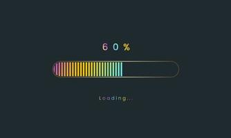 60 percent rainbow downloading bar, loading bar, banner for user interface, colorful Futuristic loading bar design. vector