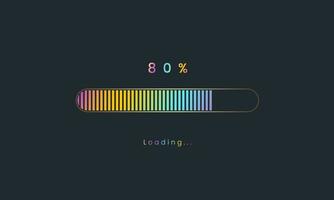 80 percent rainbow downloading bar, loading bar, banner for user interface, colorful Futuristic loading bar design. vector