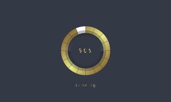 90 percent golden Futuristic Progress loading bar. golden upLoading process bar. premium downloading levels design, Vector illustration.