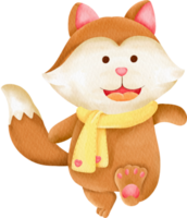 personnage de renard aquarelle png